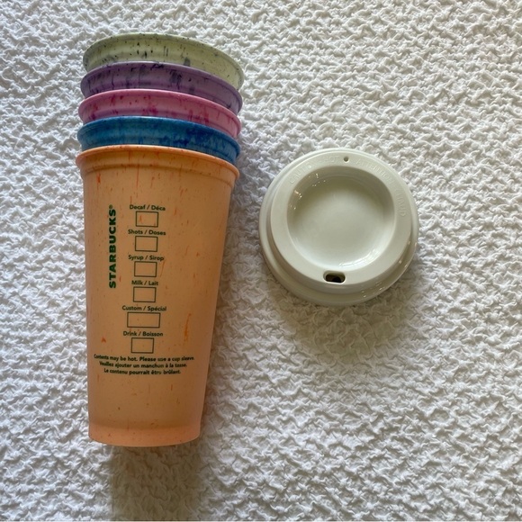 Starbucks Speckled Reusable Hot Coffee To Go Cup Pastels Set of 5 - Picture 5 of 9